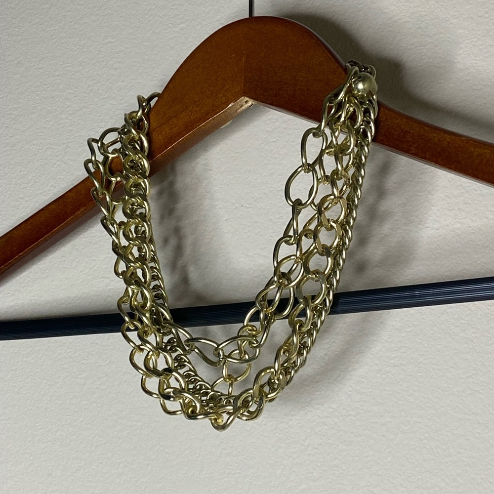 Gold Multi Chain Necklace Costume Jewelry